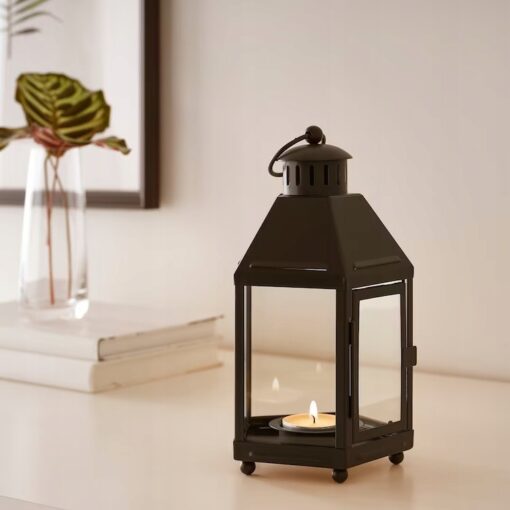 IKEA KRINGSYNT LATARENKA NA TEALIGHT CZARNA 21 CM - obrazek 3