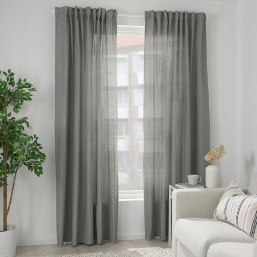 IKEA TIBAST ZASŁONY ZACIEMNIAJĄCE ZIELONY 145x300 - obrazek 2