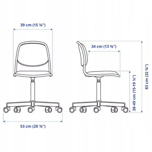 IKEA ORFJALL KRZESŁO OBROTOWE BIAŁE/SZARE DZIECIĘC - obrazek 5