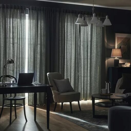 IKEA TIBAST ZASŁONY ZACIEMNIAJĄCE ZIELONY 145x300 - obrazek 6