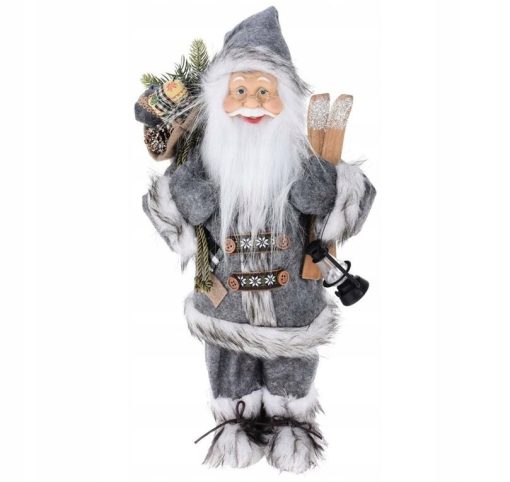 FIGURKA DEKORACYJNA ŚWIĘTY MIKOŁAJ SZARY 57 CM