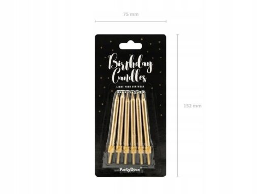 Świeczki urodzinowe gładkie Partydeco 6 cm 6 szt. złote - obrazek 7