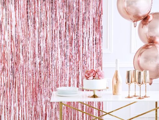 Kurtyna imprezowa na ściankę przyjęcie 90x250 cm rose gold różowe złoto - obrazek 4