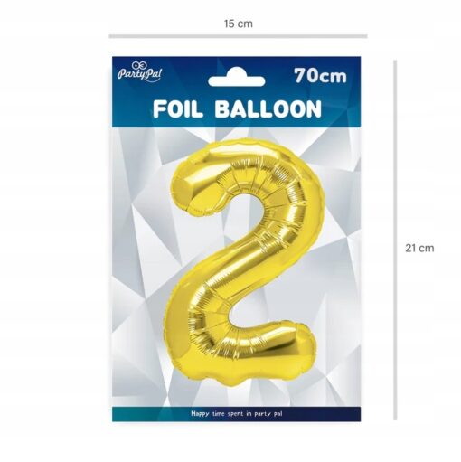 BALON FOLIOWY ZŁOTY 2 DWA 70 CM - obrazek 2