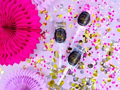 Konfetti PartyDeco Push pop strzelające srebrne sylwester - obrazek 3