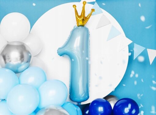 Balon foliowy Roczek chłopca 1 urodziny dekoracja cyfra - obrazek 3