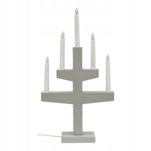 ŚWIECZNIK ADWENTOWY LED SZARY Z DREWNA - 48 CM - obrazek 4