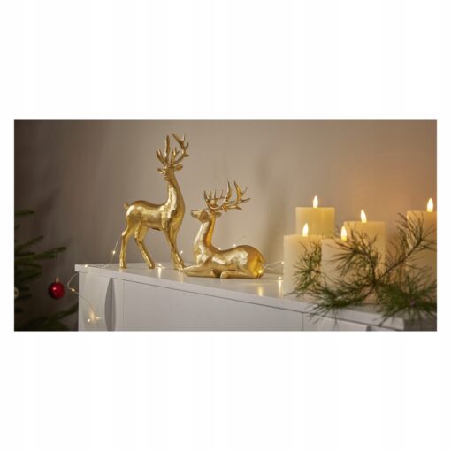 LEŻĄCY JELEŃ - FIGURKA BOŻONARODZENIOWA - W KOLORZE SZAMPANA 20 CM - obrazek 4