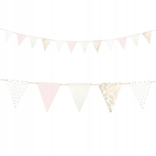 BANER GIRLANDA FLAGI JASNY KOLOR RÓŻ OZDOBA WESELE BABY SHOWER URODZINY - obrazek 10