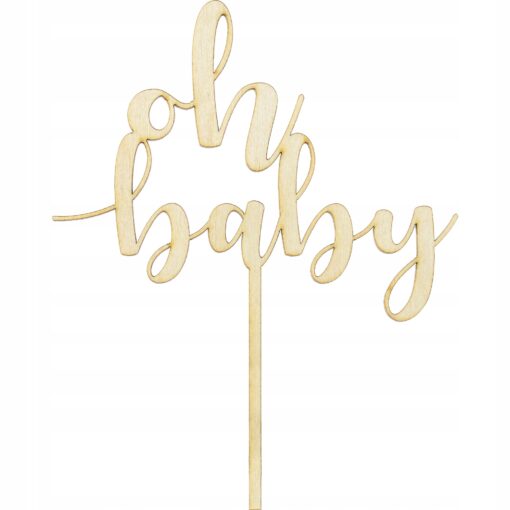 Topper drewniany Oh baby impreza przyjęcie baby shower narodziny dziecka