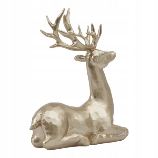 LEŻĄCY JELEŃ - FIGURKA BOŻONARODZENIOWA - W KOLORZE SZAMPANA 20 CM - obrazek 2