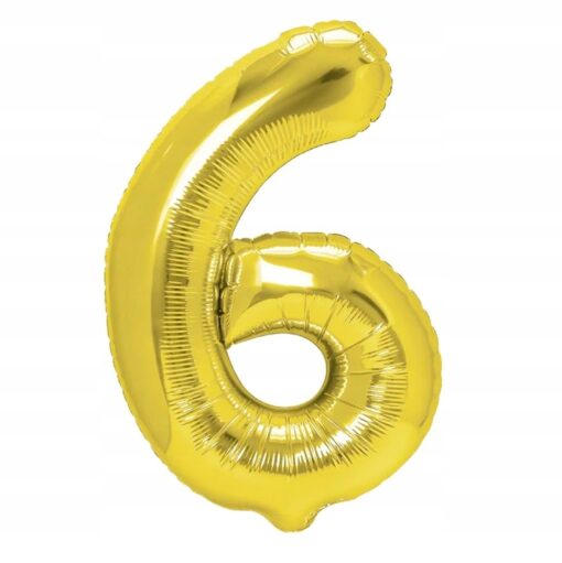 BALON FOLIOWY ZŁOTY 6 SZEŚĆ 70 CM