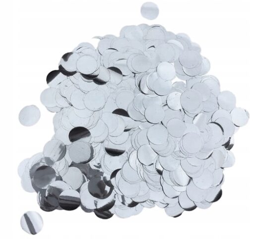 Konfetti do balonów Metaliczne Kółka srebrne 15g sylwester dekoracja