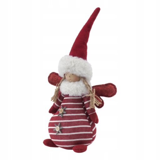 ANIOŁ ANIOŁEK ŚWIĄTECZNY CZERWONY W PASKI - WYSOKOŚĆ 41 CM