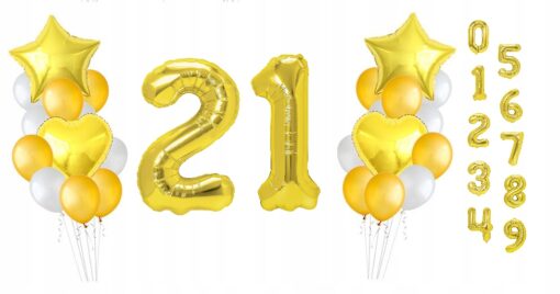 BALON FOLIOWY ZŁOTY 5 PIĘĆ 70 CM - obrazek 3