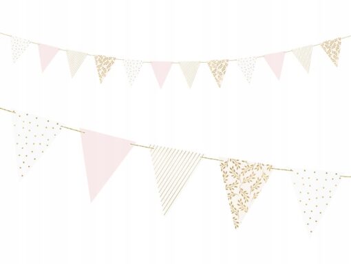 BANER GIRLANDA FLAGI JASNY KOLOR RÓŻ OZDOBA WESELE BABY SHOWER URODZINY - obrazek 12