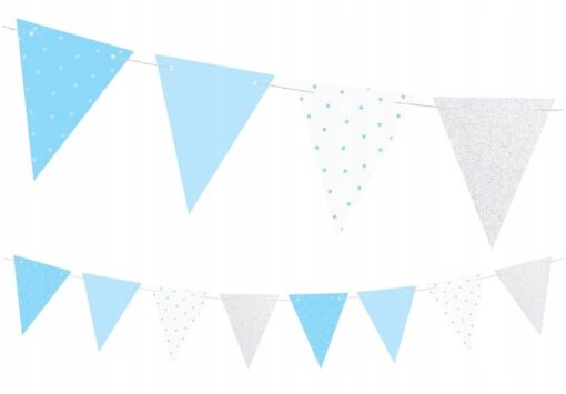 Girlanda 1 Urodziny Chłopca Roczek baby shower błękitna niebieska flagi - obrazek 12