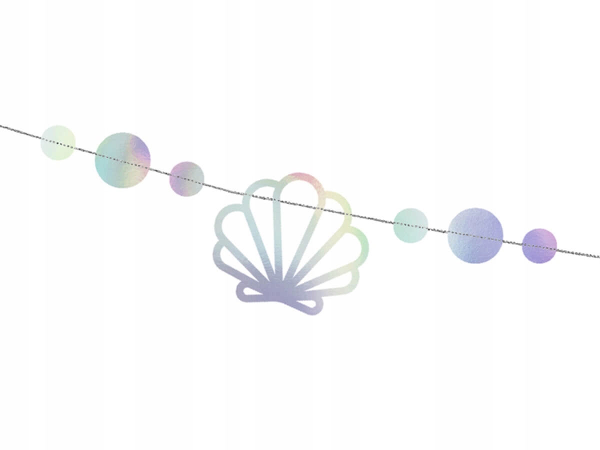 Girlanda opalizująca Syrenka srebrna dekoracja na urodziny przyjecie morski - obrazek 2