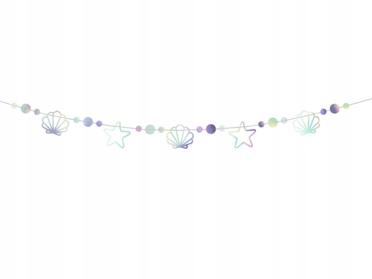 Girlanda opalizująca Syrenka srebrna dekoracja na urodziny przyjecie morski