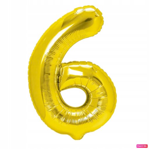 BALON FOLIOWY ZŁOTY 6 SZEŚĆ 70 CM - obrazek 4