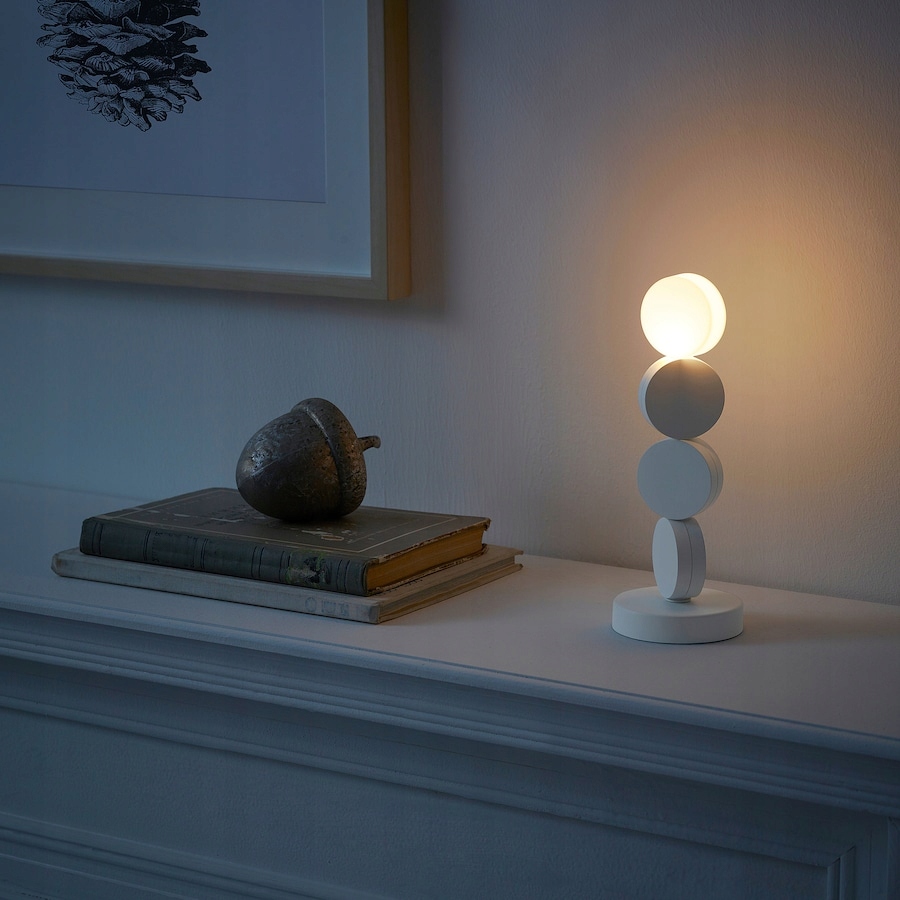 IKEA STRALA LAMPA STOŁOWA DEKORACYJNA LED NA BATERIE - BIAŁA - 22 CM - obrazek 3