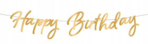 GIRLANDA BANER NAPIS HAPPY BIRTHDAY ZŁOTA URODZINY - obrazek 3