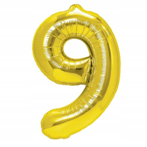 BALON FOLIOWY ZŁOTY 9 DZIEWIĘĆ 70 CM