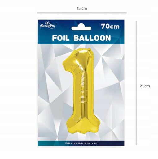 BALON FOLIOWY ZŁOTY 1 JEDEN - 70 CM - obrazek 2