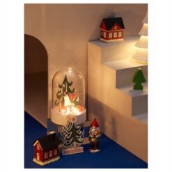 IKEA STRALA LAMPA STOŁOWA DEKORACYJNA LED - KOPUŁA Z LASEM - NA BATERIE - obrazek 4