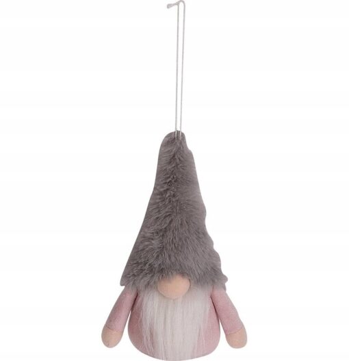 FIGURKA ŚWIĄTECZNA - SKRZAT TEKSTYLNY - RÓŻOWO-SZARY - 17 CM