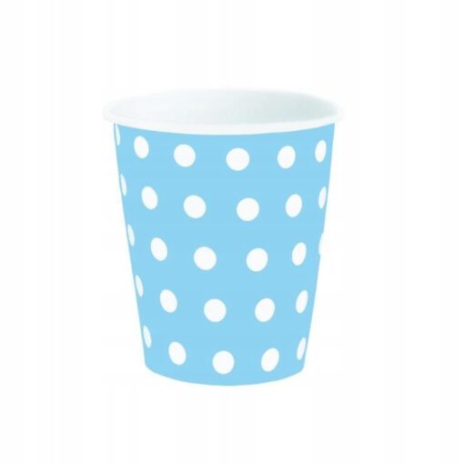 KUBECZKI PAPIEROWE BŁĘKITNE W KROPKI 220 ml 6 szt