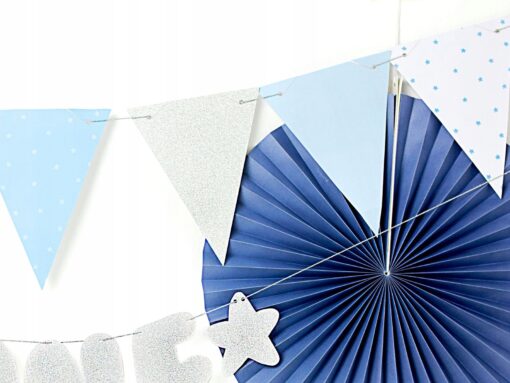 Girlanda 1 Urodziny Chłopca Roczek baby shower błękitna niebieska flagi - obrazek 5