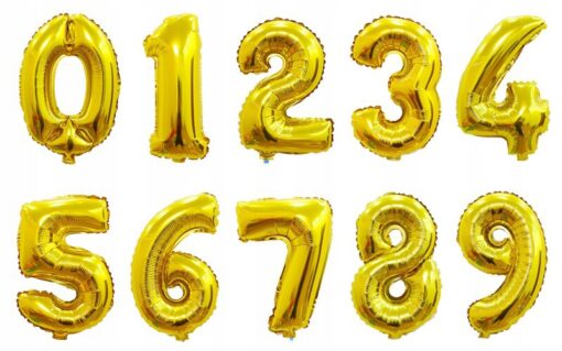 DUŻY ZŁOTY BALON 80 cm CYFRA 8 OSIEM URODZINY - obrazek 4