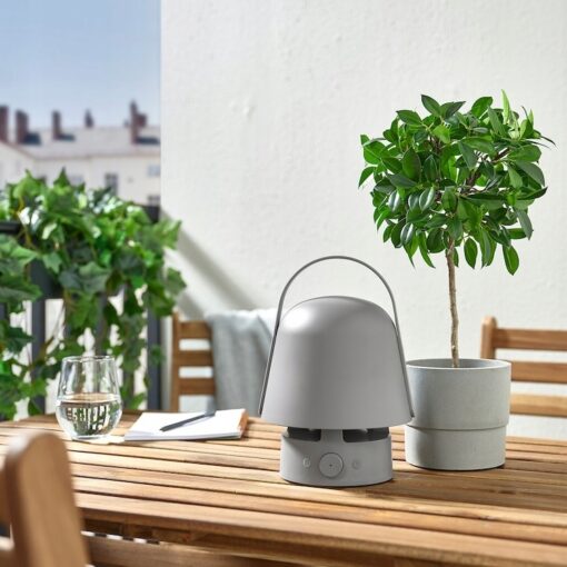 IKEA VAPPEBY LAMPA Z GŁOŚNIKIEM BLUETOOTH - NA ZEWNĄTRZ - SZARA - obrazek 2