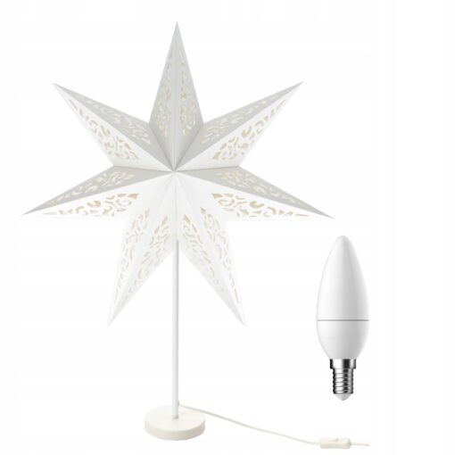 GWIAZDA ADWENTOWA LAMPA STOŁOWA BIAŁA KORONKA 45cm