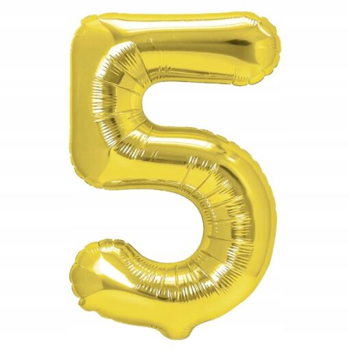 BALON FOLIOWY ZŁOTY 5 PIĘĆ 70 CM