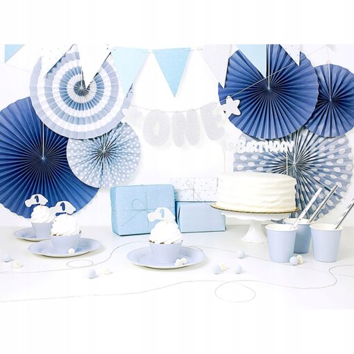 Girlanda 1 Urodziny Chłopca Roczek baby shower błękitna niebieska flagi - obrazek 6