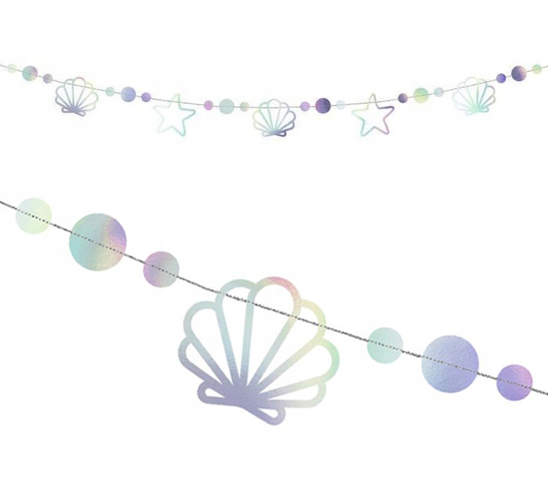 Girlanda opalizująca Syrenka srebrna dekoracja na urodziny przyjecie morski - obrazek 3