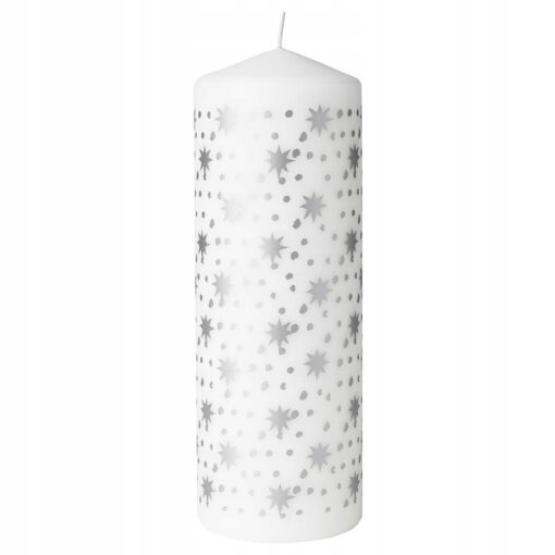 IKEA VINTERFINT BEZZAPACHOWA ŚWIECA BLOKOWA, SREBRNY, 19 CM