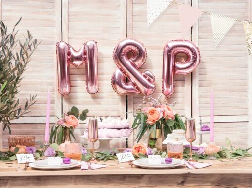 BANER GIRLANDA FLAGI JASNY KOLOR RÓŻ OZDOBA WESELE BABY SHOWER URODZINY - obrazek 11