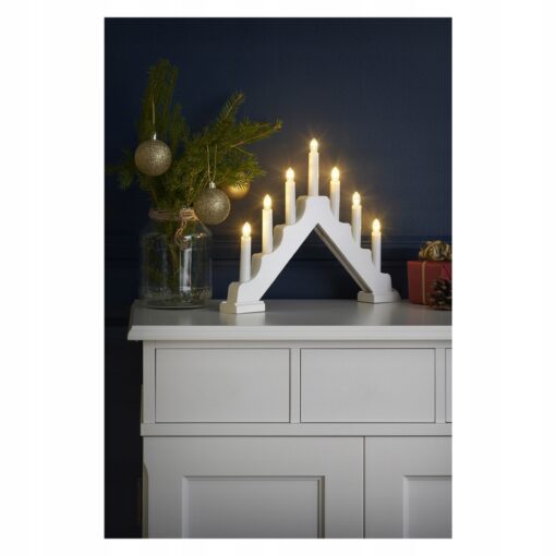 ŚWIECZNIK ADWENTOWY LED SIEDMIORAMIENNY Z DREWNA - 37 x 30 CM - obrazek 5