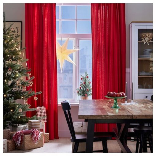 IKEA VINTERFINT ZASŁONA CZERWONA - 2 SZTUKI - 145x250 CM - obrazek 2