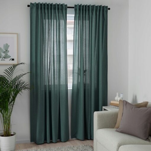 IKEA HANNALENA ZASŁONY ZACIENIAJĄCE 1 PARA - ZIELONONIEBIESKIE 145x300 CM - obrazek 4