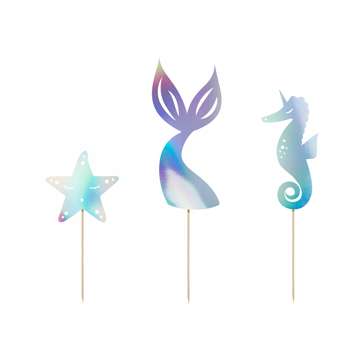 Toppery na tort ciasto urodzinowe syrenka holograficzne dekoracja urodziny