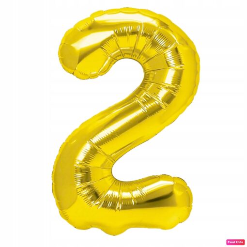 BALON FOLIOWY ZŁOTY 2 DWA 70 CM - obrazek 3