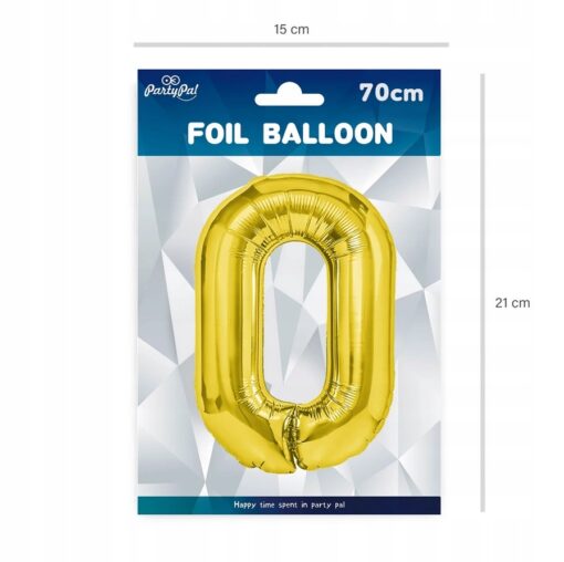 BALON FOLIOWY ZŁOTY 0 ZERO 70 CM - obrazek 3