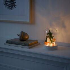 IKEA STRALA LAMPA STOŁOWA DEKORACYJNA LED - KOPUŁA Z LASEM - NA BATERIE - obrazek 3