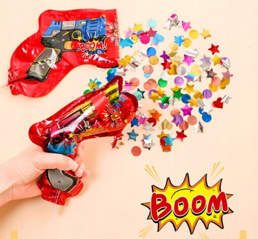 Balon PISTOLET KONFETTI kolorowy WYSTRZAŁOWY - obrazek 2