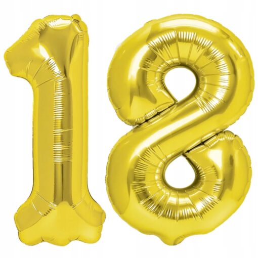 BALONY CYFRY 18 NA URODZINY OSIEMNASTKE ZŁOTY DUŻY