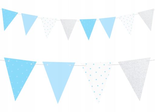 Girlanda 1 Urodziny Chłopca Roczek baby shower błękitna niebieska flagi - obrazek 9